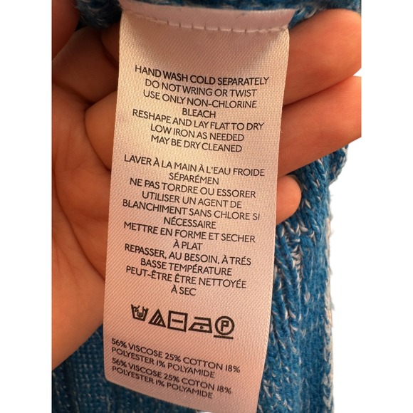 Pilcro Blue Stripped Pull-Over Sweater with Side Slit Viscose/Cotton Blend Sz L - Picture 4 of 16